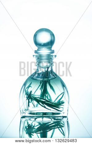 Rosemary essential oil in a glass bottle Aroma oil