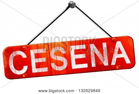 Cesena, 3D rendering, a red hanging sign