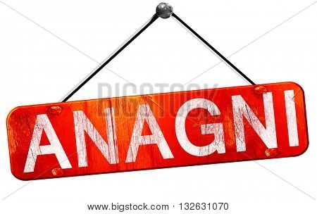 Anagni, 3D rendering, a red hanging sign