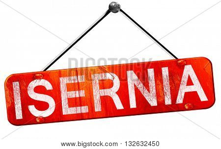 Isernia, 3D rendering, a red hanging sign