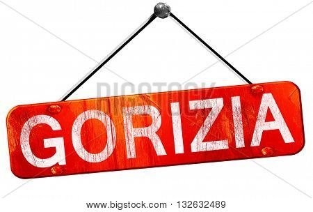 Gorizia, 3D rendering, a red hanging sign