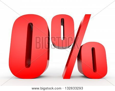 Discount 0 Percent Off. 3D Illustration.