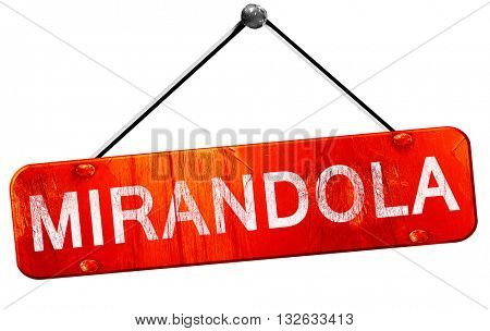 Mirandola, 3D rendering, a red hanging sign