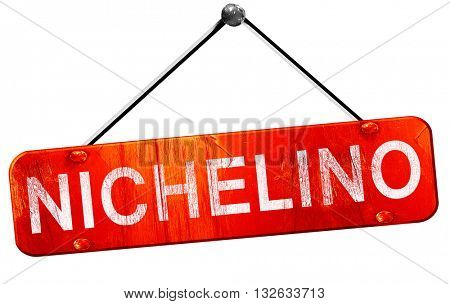 nichelino, 3D rendering, a red hanging sign