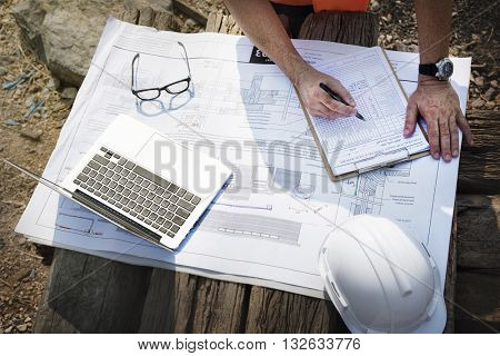 Construction Worker Planning Constructor Developer Concept