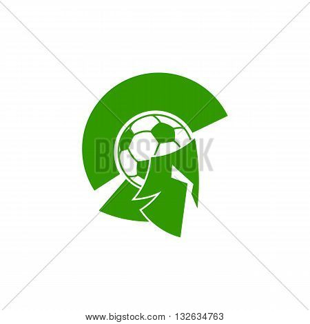 Green soccer knight with ball like head and mask vector illustration isolated on white background.