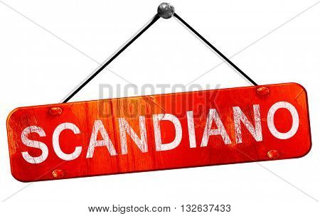 Scandiano, 3D rendering, a red hanging sign