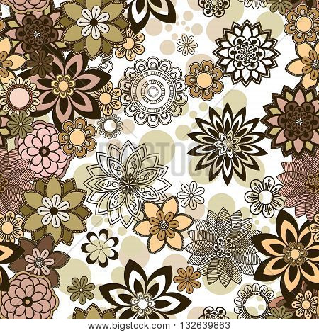 Mandala pattern floral elements decorative ornament. Seamless pattern background. Arab Asian ottoman motifs. Vector illustration