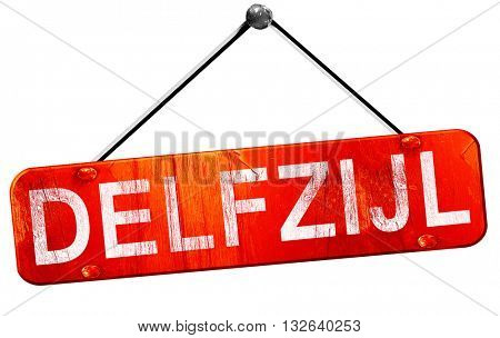 Delfzijl, 3D rendering, a red hanging sign