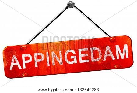 Appingedam, 3D rendering, a red hanging sign