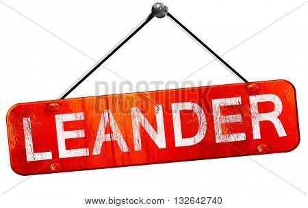 leander, 3D rendering, a red hanging sign
