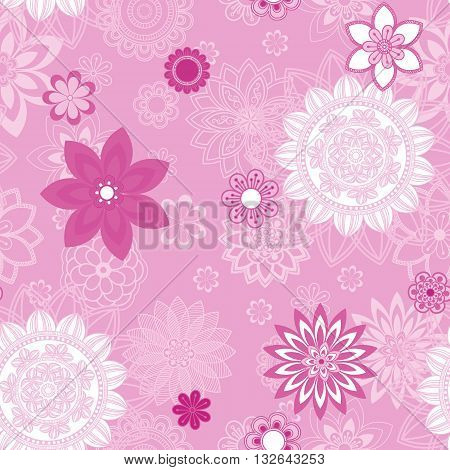 Mandala pattern floral elements decorative ornament. Seamless pattern background. Arab Asian ottoman motifs. Vector illustration
