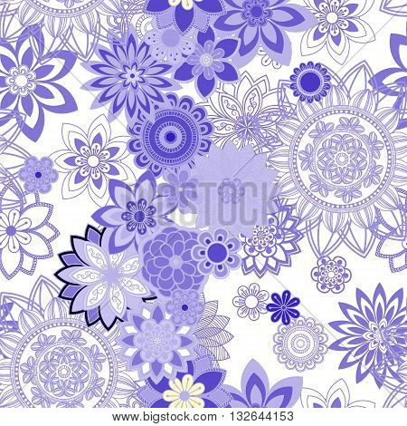 Mandala pattern floral elements decorative lavender ornament. Seamless pattern background. Arab Asian ottoman motifs. Vector illustration