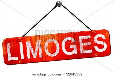limoges, 3D rendering, a red hanging sign