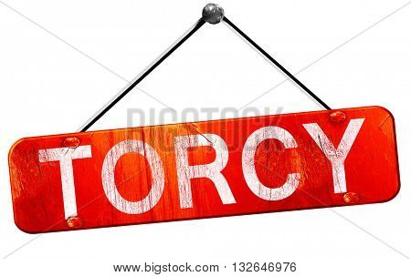 torcy, 3D rendering, a red hanging sign