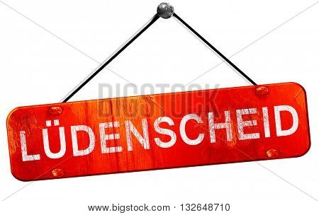 Ludenscheid, 3D rendering, a red hanging sign