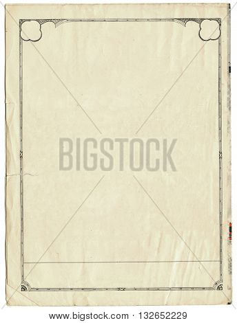 Vintage sheet of paper with an art deco border