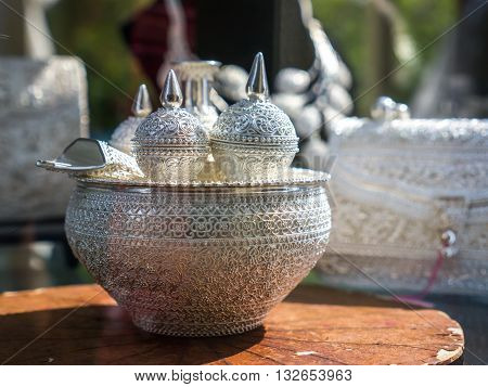 Antique Thai silver ware, art handicraft products