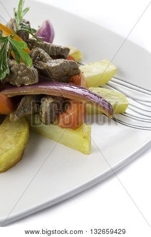 lomo saltado a peruvian plate really good
