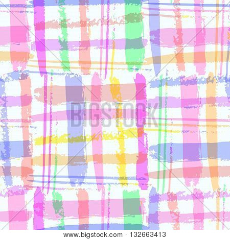 Bright  Vivid Hand Drawn Seamless Pattern With  Vertical And Horizontal Stripes. Fantasy Multicolore