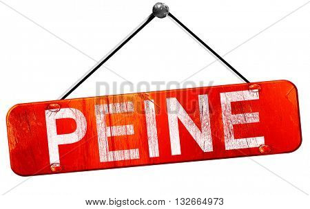 Peine, 3D rendering, a red hanging sign