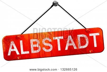 Albstadt, 3D rendering, a red hanging sign