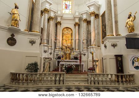 Chelm POLAND - May 7 2016: Inside the shrine the Basilica of Virgin Mary in Chelm in eastern Poland near Lublin