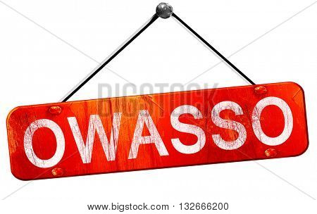 owasso, 3D rendering, a red hanging sign