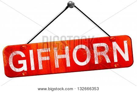 Gifhorn, 3D rendering, a red hanging sign
