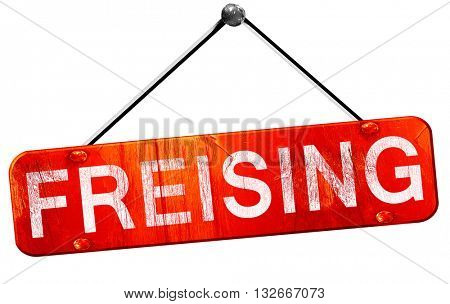 Freising, 3D rendering, a red hanging sign