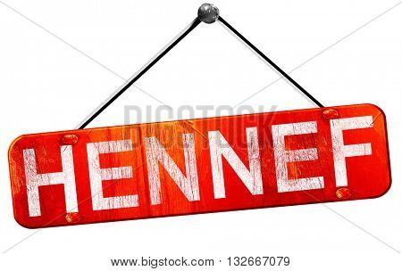 Hennef, 3D rendering, a red hanging sign