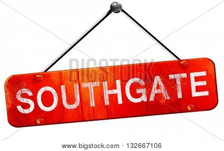 southgate, 3D rendering, a red hanging sign