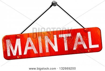Maintal, 3D rendering, a red hanging sign