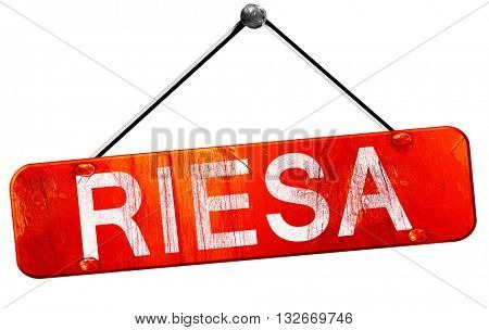Riesa, 3D rendering, a red hanging sign