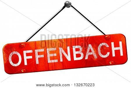 Offenbach, 3D rendering, a red hanging sign