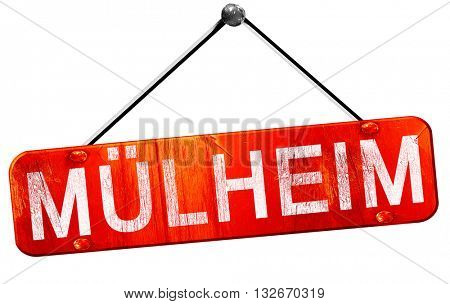 Mulheim, 3D rendering, a red hanging sign