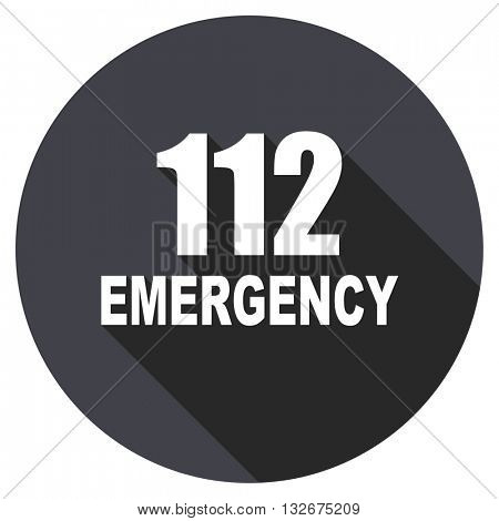 number emergency 112 vector icon, circle flat design internet button, web and mobile app illustration