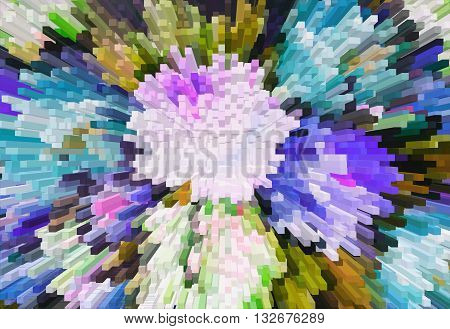 Impressionism Painting With Extrusion Effect, Colored Floral Background, Bright Colorful Abstract, E