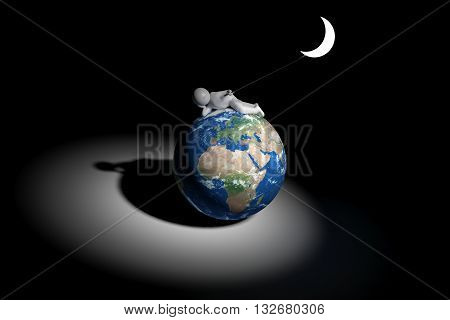 sweet 3d human hold the moon - Europe Africa Middle East version (Elements of this image furnished by NASA)
