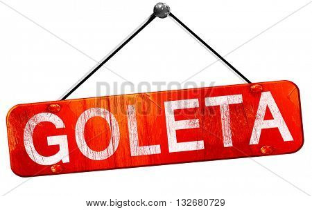 goleta, 3D rendering, a red hanging sign