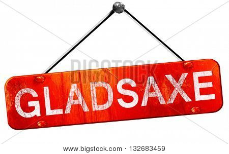Gladsaxe, 3D rendering, a red hanging sign