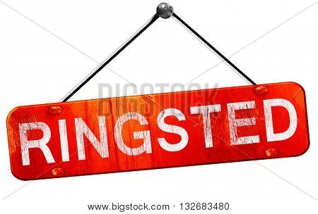Ringsted, 3D rendering, a red hanging sign