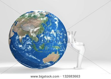 3D man kisses Earth - Asia Oceania Edition (Elements of this image furnished by NASA)