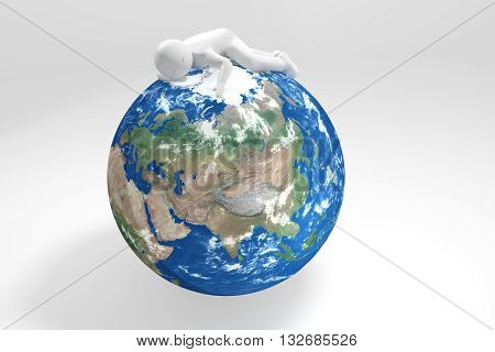 3d human sleeps on Earth - Asia Oceania Edition (Elements of this image furnished by NASA)