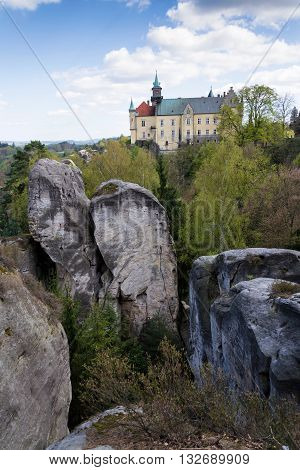 Hruba Skala Castle On Sandstone Cliff In The Czech Republic