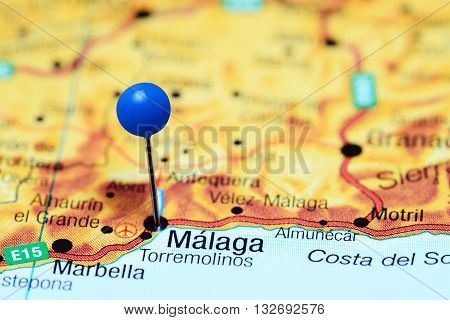 Malanga pinned on a map of Spain