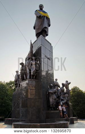 KHARKOV UKRAINE - AUGUST 11 2014: monument to Taras Shevchenko famous poet and writer. Built in 1935 by sculptor Manizer and architect Langbard.