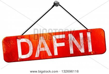 Dafni, 3D rendering, a red hanging sign