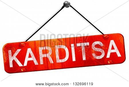 Karditsa, 3D rendering, a red hanging sign
