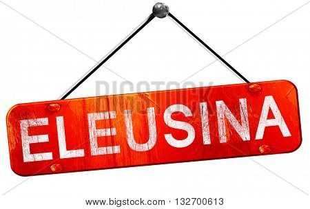 Eleusina, 3D rendering, a red hanging sign